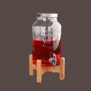 Acar Steds Bamboo Stand 5.6 Lt Glass Water Dispenser - Image 1