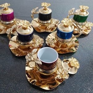 Azade Copper 6 Person Gold Coffee Cup Set - Image 1