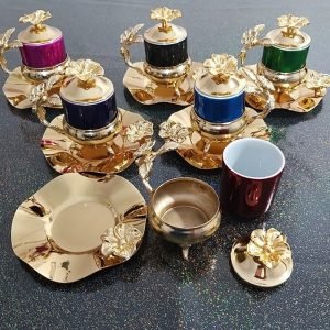 Azade Copper 6 Person Gold Coffee Cup Set - Image 2