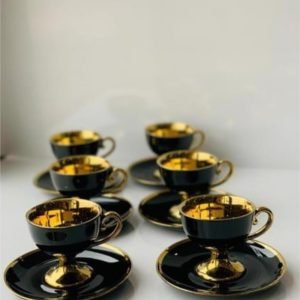 Gold Standing Porcelain Coffee Cup Set of 6 - Image 1