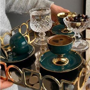 Gold Standing Porcelain Coffee Cup Set of 6 - Image 4