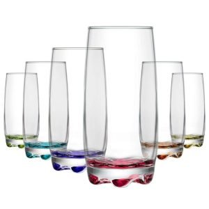 Lav Adora 6-Piece Beverage Glass with Colorful Base - 390 cc - Image 1