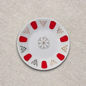 Classic Porcelain Persian Tea Plate Red - Image 1