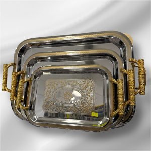Golden silver tray set - Image 1