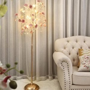 Flower floor lamp ( pink + gold ) - Image 1