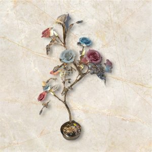 Flower table lamp ( pink + blue ) - Image 1